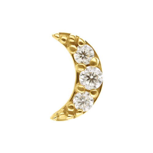 14K Gold Push-Fit Moissanit Moon Attachment