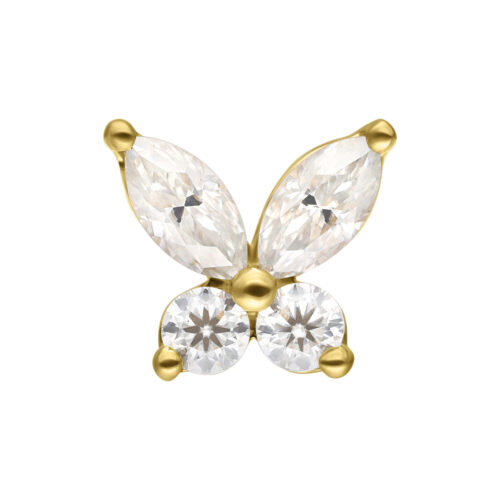 14K Gold Push-Fit Moissanit Butterfly Attachment