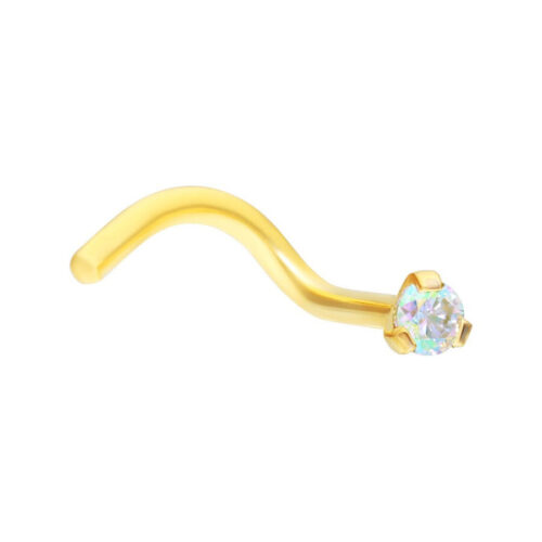 Golden Jewelled Prong Nosestud - Aurora Boreale