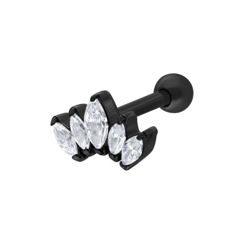Crystal Lotus Flower Earbarbell - Black Metal