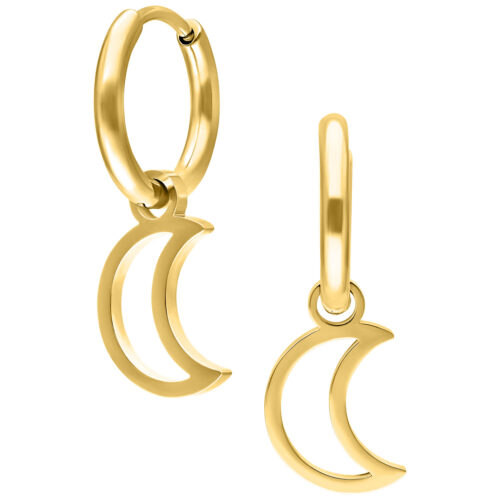 Mini Moon Hoops Pair - Golden Metal