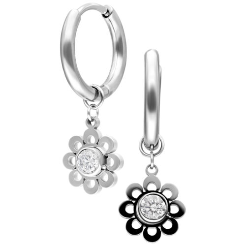Mini Crystal Flower Hoops Pair