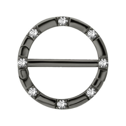 BLACK JEWELLED PRONG NIPPLE CLICKER RING