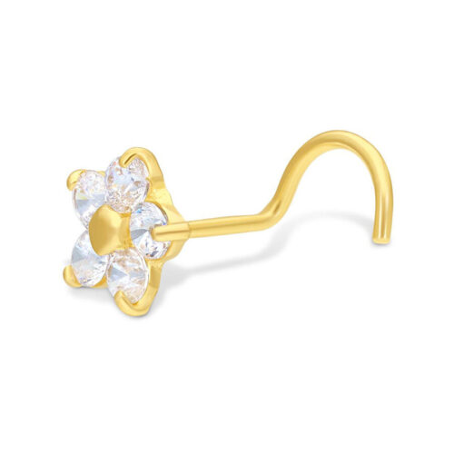 18k Gold Crystal Flower Nosestud