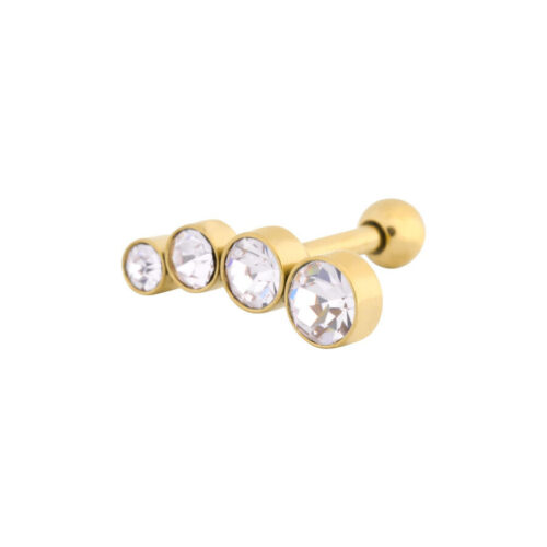 4 Round Crystals Right - Golden Metal