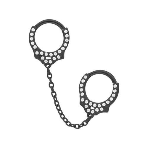 Glitter Cuffs Short Chain - Black Metal