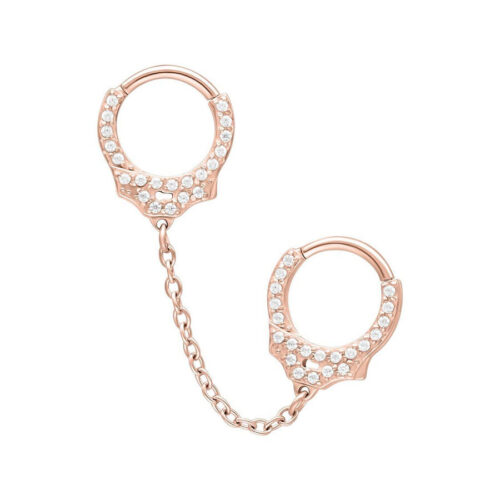 Glitter Cuffs Short Chain - Rosegold