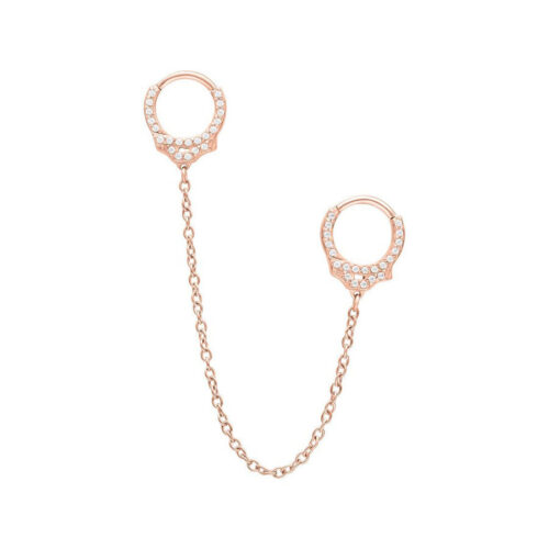 Glitter Cuffs Long Chain - Rosegold