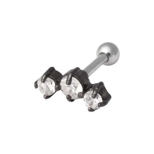 3 Crystals on Silver - Black Metal