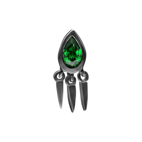 Push Fit Crystal Green Emerald Attachment for Bioplast - Black Metal