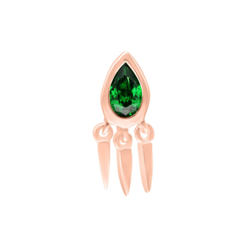Push Fit Crystal Green Emerald Attachment for Bioplast - Rosegold