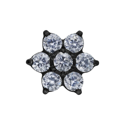 Push Fit Crystal Flower Attachment - Black Metal
