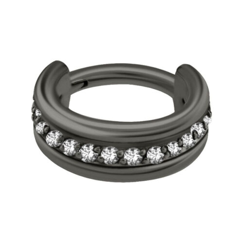 Jewelled  Hinged Clicker - Black Metal