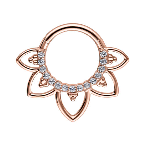 Flower Lines Crystal Septum Clicker - Rosegold