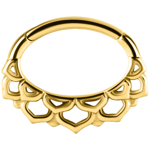 Goldener Septum Clicker aus Chirurgenstahl mit floralem Design