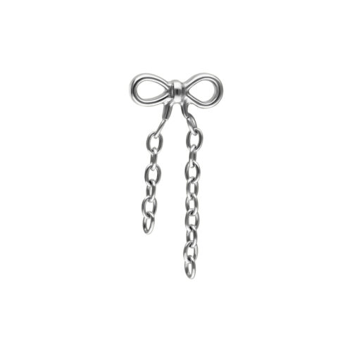 Push Fit Dangling Bow Attachment - Silvercoloured Metal