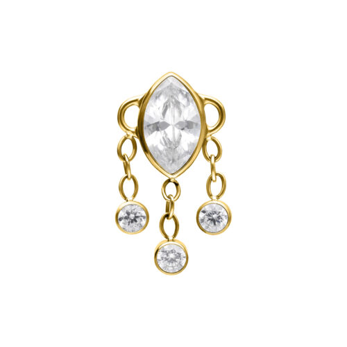 Push Fit Dangling Crystals Attachment - Golden Metal