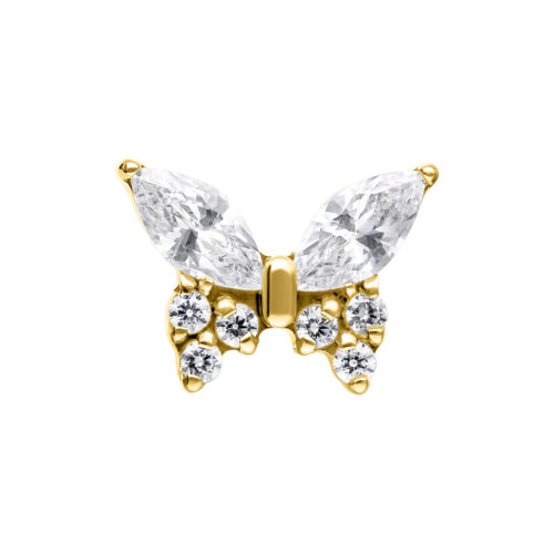 Push Fit Multi Jewelled Butterfly Attachment - Golden Metal