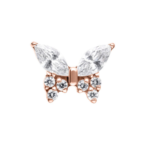 Push Fit Multi Jewelled Butterfly Attachment - Rosegold