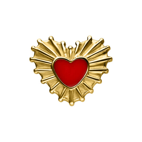 Push Fit Sacred Heart Enamel Attachment - Golden Metal