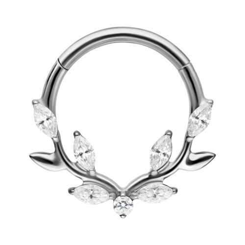 Lovely Crystal Leaf Septum Clicker