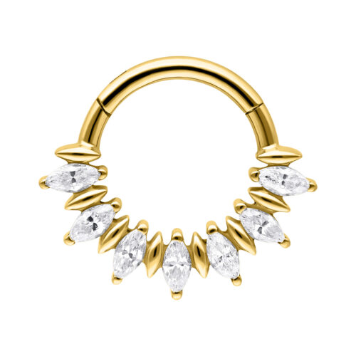 Marquise Sunburst Septum Clicker - Golden Metal